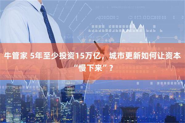 牛管家 5年至少投资15万亿，城市更新如何让资本“慢下来”？